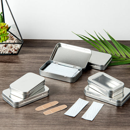 Chef 101 6 oz Rectangle Silver Tin Container - with Hinged Lid - 100 count box