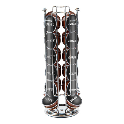 Restpresso Iron Coffee Pod / Capsule Holder - Revolving, Holds 24 Dolce Gusto Pods - 5 1/2" x 5 1/2" x 13" - 1 count box