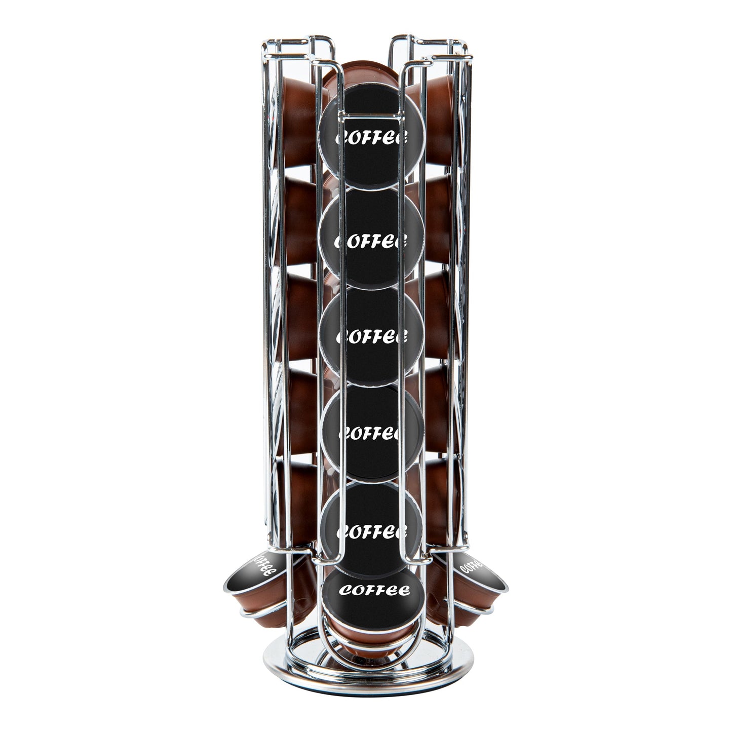 Restpresso Iron Coffee Pod / Capsule Holder - Revolving, Holds 24 Dolce Gusto Pods - 5 1/2" x 5 1/2" x 13" - 1 count box