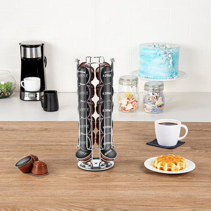 Restpresso Iron Coffee Pod / Capsule Holder - Revolving, Holds 24 Dolce Gusto Pods - 5 1/2" x 5 1/2" x 13" - 1 count box