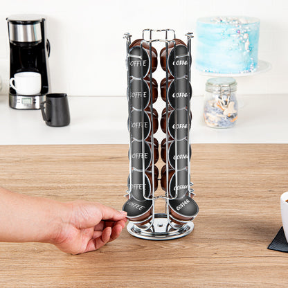 Restpresso Iron Coffee Pod / Capsule Holder - Revolving, Holds 24 Dolce Gusto Pods - 5 1/2" x 5 1/2" x 13" - 1 count box