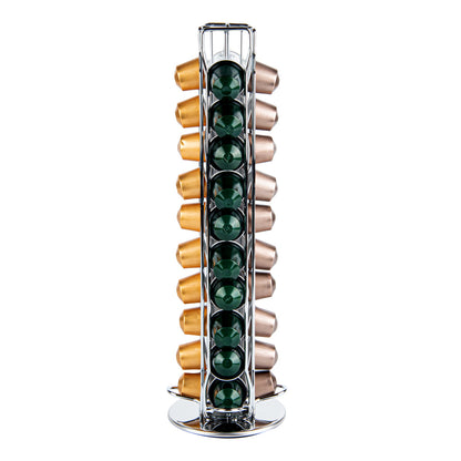 Restpresso Iron Coffee Pod / Capsule Holder - Revolving, Holds 40 Nespresso Capsules - 4 1/2" x 4 1/2" x 14 1/2" - 1 count box