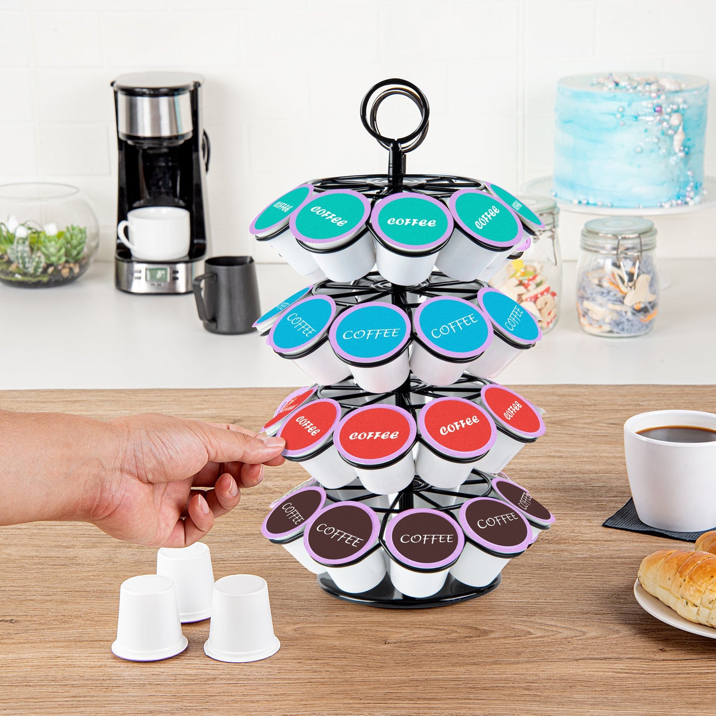 Restpresso Iron Coffee Pod / Capsule Holder - Revolving, Holds 36 K-Cups - 7 3/4" x 7 3/4" x 13 3/4" - 1 count box