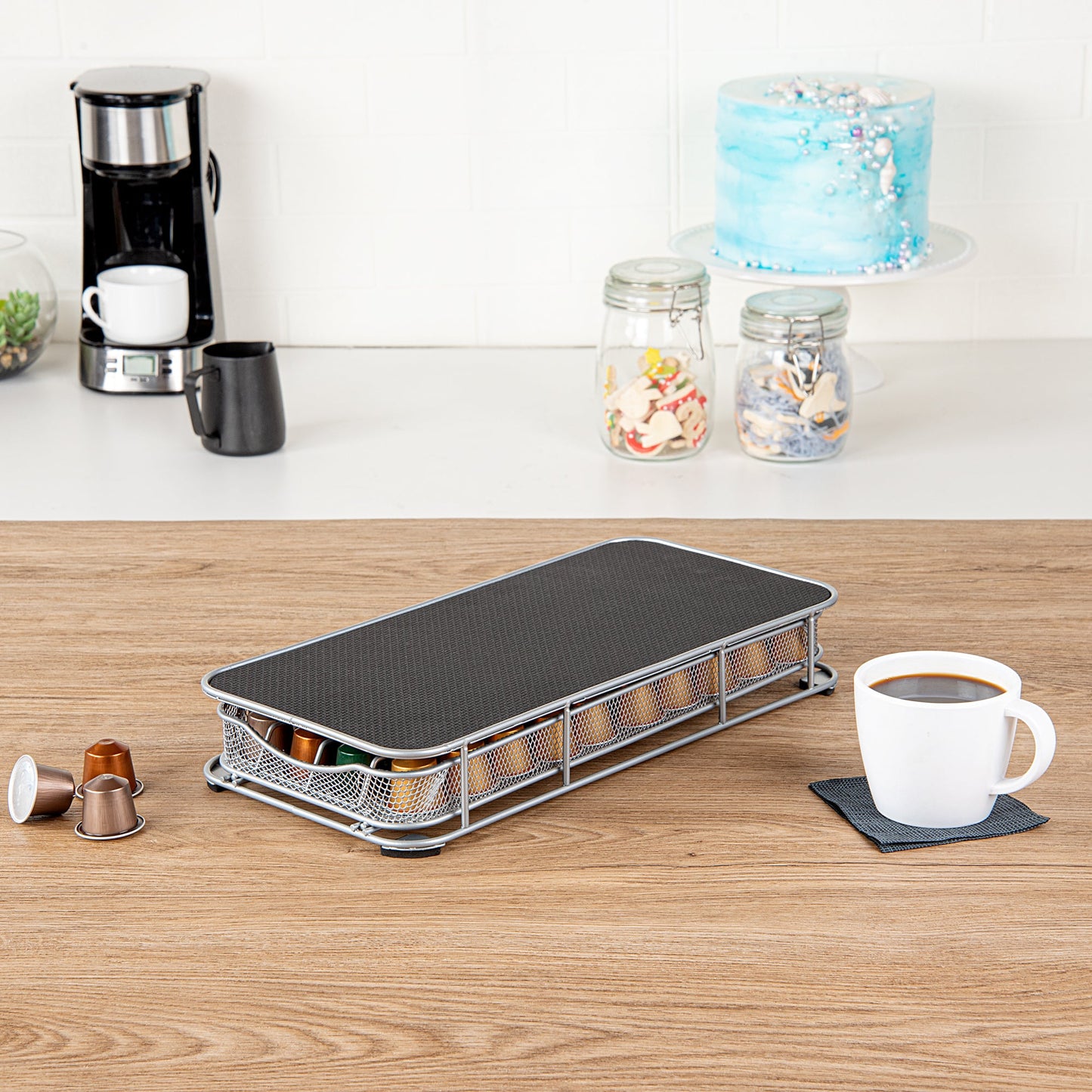 Restpresso Iron Coffee Pod / Capsule Storage Drawer - Holds 40 Nespresso Capsules - 14 3/4" x 7 1/4" x 2 1/2" - 1 count box