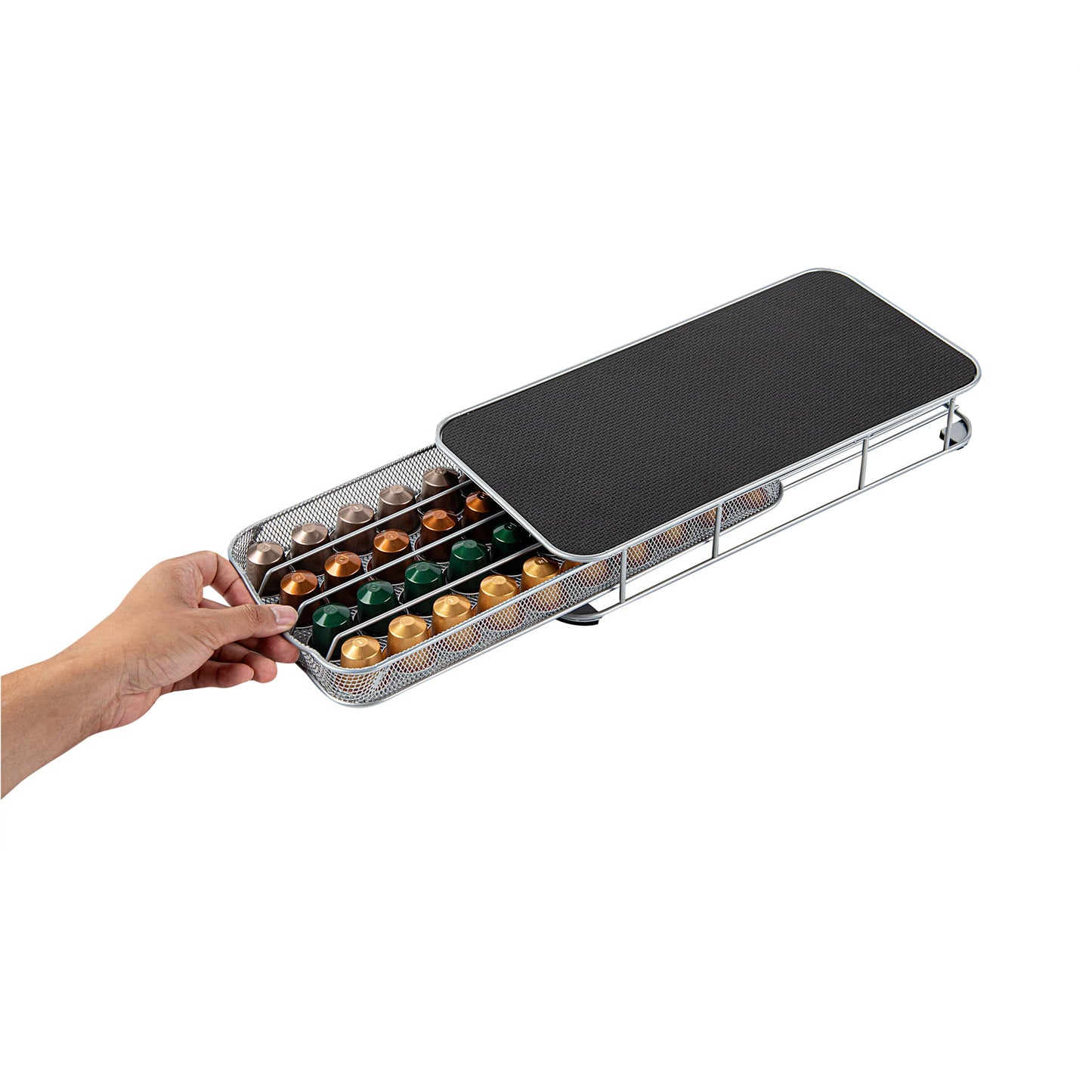 Restpresso Iron Coffee Pod / Capsule Storage Drawer - Holds 40 Nespresso Capsules - 14 3/4" x 7 1/4" x 2 1/2" - 1 count box