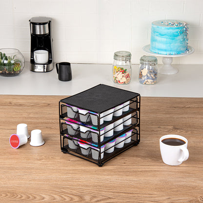 Restpresso Iron Coffee Pod / Capsule Storage Drawer - 3-Tier, Holds 36 K-Cups - 7" x 8 1/2" x 7 1/2" - 1 count box