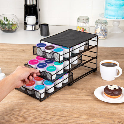 Restpresso Iron Coffee Pod / Capsule Storage Drawer - 3-Tier, Holds 36 K-Cups - 7" x 8 1/2" x 7 1/2" - 1 count box
