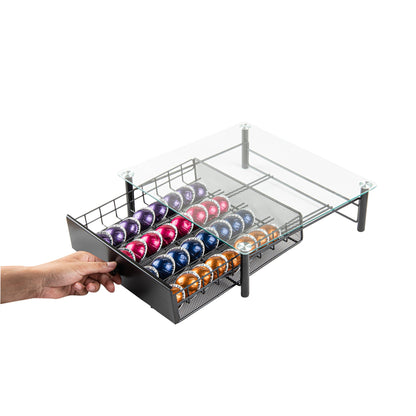 Restpresso Iron Coffee Pod / Capsule Storage Drawer - Holds 36 Nespresso Vertuo Capsules - 15 1/2" x 14" x 4 1/4" - 1 count box