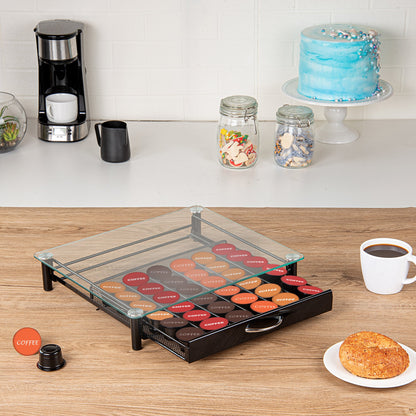 Restpresso Iron Coffee Pod / Capsule Storage Drawer - Holds 36 Caffitaly or Lavazza Capsules - 14 1/4" x 12 1/4" x 2 3/4" - 1 count box