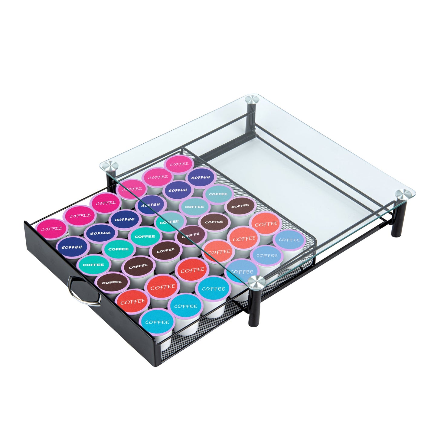 Restpresso Iron Coffee Pod / Capsule Storage Drawer - Holds 36 K-Cups - 15 1/4" x 13 1/2" x 3 1/4" - 1 count box