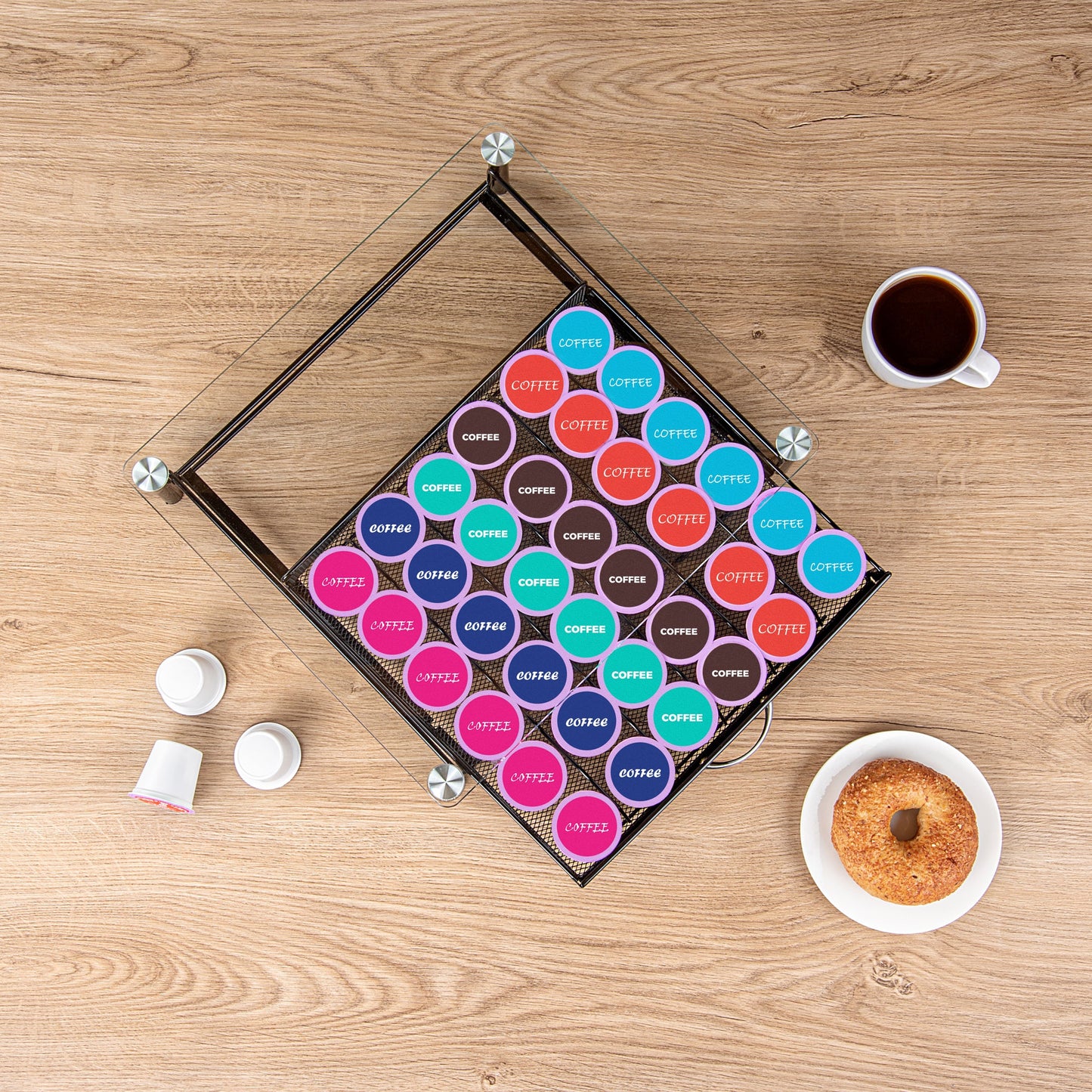 Restpresso Iron Coffee Pod / Capsule Storage Drawer - Holds 36 K-Cups - 15 1/4" x 13 1/2" x 3 1/4" - 1 count box