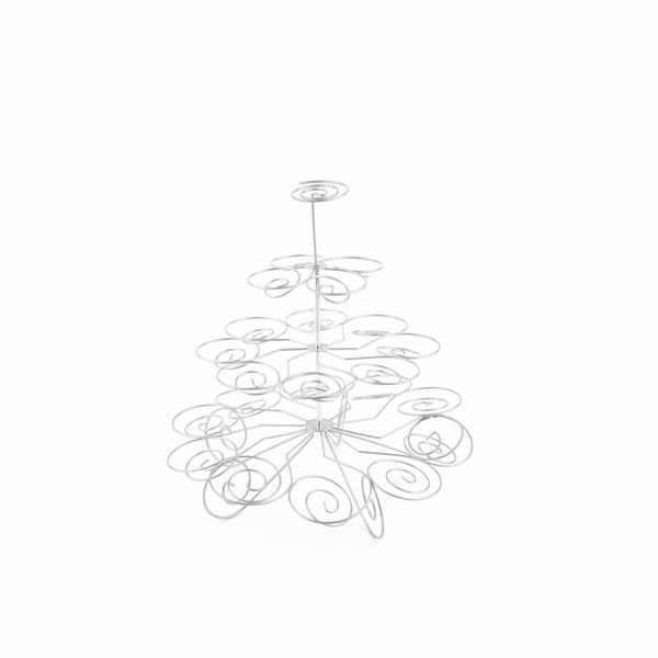 Pastry Tek Iron Cupcake Stand - 4-Tier, Holds 23 Cupcakes - 12 1/2" x 12 1/2" x 11 1/2" - 1 count box