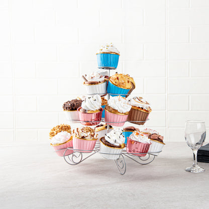 Pastry Tek Iron Cupcake Stand - 4-Tier, Holds 23 Cupcakes - 12 1/2" x 12 1/2" x 11 1/2" - 1 count box