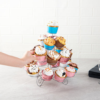 Pastry Tek Iron Cupcake Stand - 4-Tier, Holds 23 Cupcakes - 12 1/2" x 12 1/2" x 11 1/2" - 1 count box