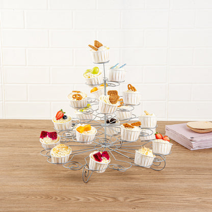 Pastry Tek Iron Cupcake Stand - 4-Tier, Holds 41 Cupcakes - 17 3/4" x 17 3/4" x 14 1/4" - 1 count box