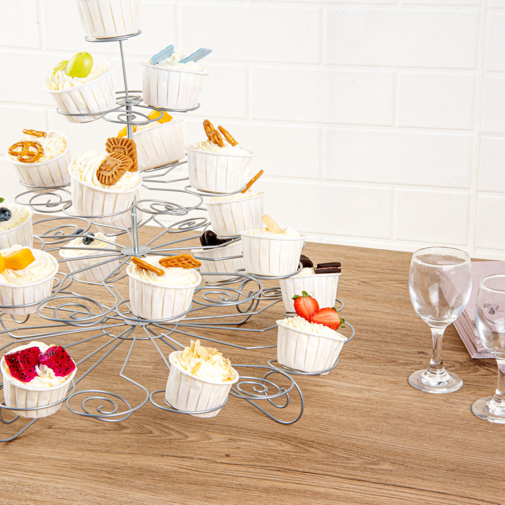 Pastry Tek Iron Cupcake Stand - 4-Tier, Holds 41 Cupcakes - 17 3/4" x 17 3/4" x 14 1/4" - 1 count box