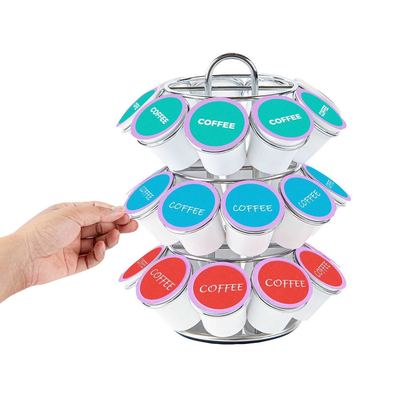 Restpresso Iron Coffee Pod / Capsule Holder - Revolving, Holds 27 K-Cups - 6 3/4" x 6 3/4" x 8 3/4" - 1 count box