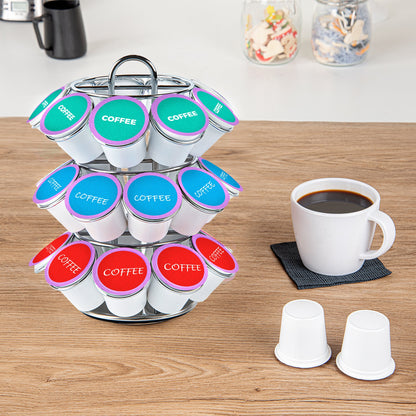 Restpresso Iron Coffee Pod / Capsule Holder - Revolving, Holds 27 K-Cups - 6 3/4" x 6 3/4" x 8 3/4" - 1 count box