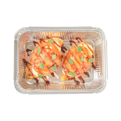 Foil Lux 2 1/4 lb Oblong Aluminum Container - 8 1/2" x 6 1/4" x 1 3/4" - 100 count box