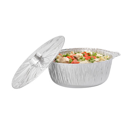 Foil Lux 6 qt Aluminum Foil Pot - with Lid - 13 1/2" x 12" x 4 3/4" - 100 count box
