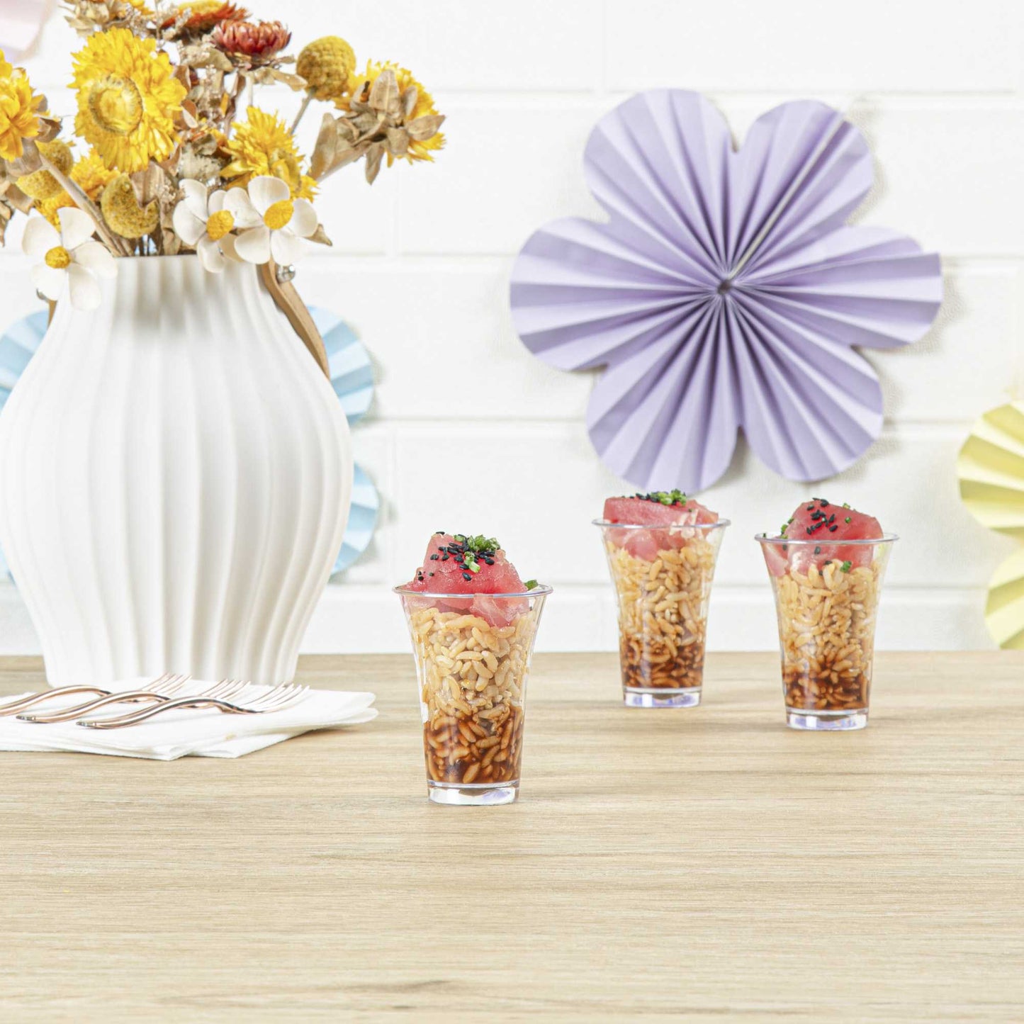 Mini Serve 2 oz Round Clear Plastic Mini Trumpet Cup - 2" x 2" x 2 1/2" - 100 count box