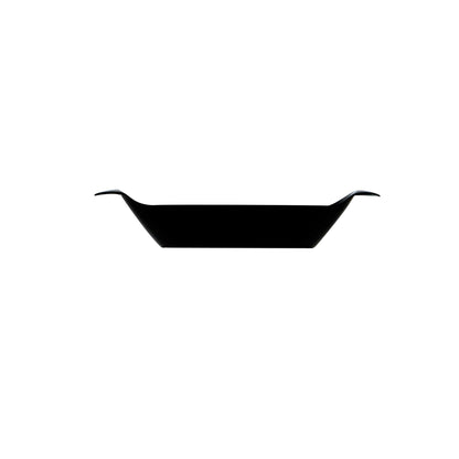 Mini Serve Oval Black Plastic Mini Handled Plate - 3 3/4" x 2 1/2" - 100 count box