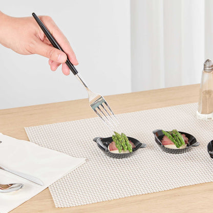 Mini Serve Oval Black Plastic Mini Handled Plate - 3 3/4" x 2 1/2" - 100 count box