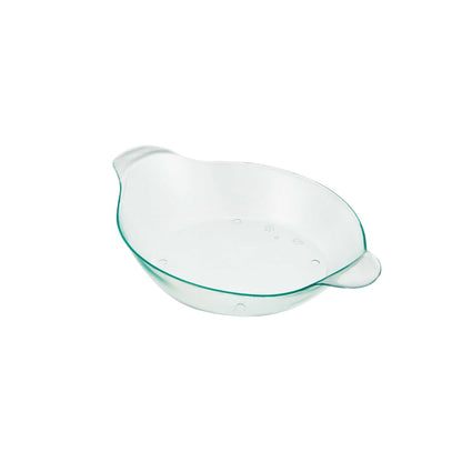 Mini Serve Oval Seagreen Plastic Mini Handled Plate - 3 3/4" x 2 1/2" - 100 count box
