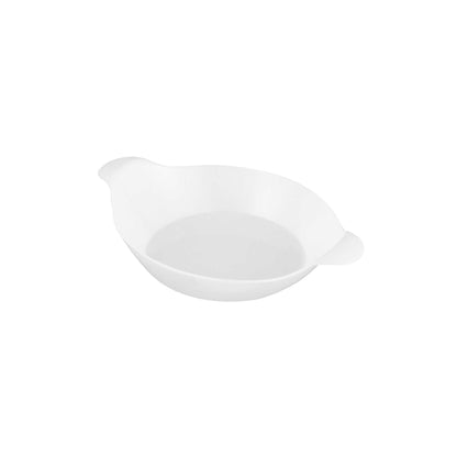 Mini Serve Oval White Plastic Mini Handled Plate - 3 3/4" x 2 1/2" - 100 count box