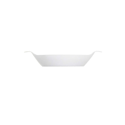 Mini Serve Oval White Plastic Mini Handled Plate - 3 3/4" x 2 1/2" - 100 count box
