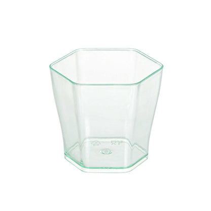 Mini Serve 2 oz Hexagon Seagreen Plastic Glass - 1 3/4" x 1 3/4" x 1 3/4" - 100 count box