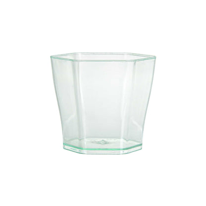 Mini Serve 2 oz Hexagon Seagreen Plastic Glass - 1 3/4" x 1 3/4" x 1 3/4" - 100 count box