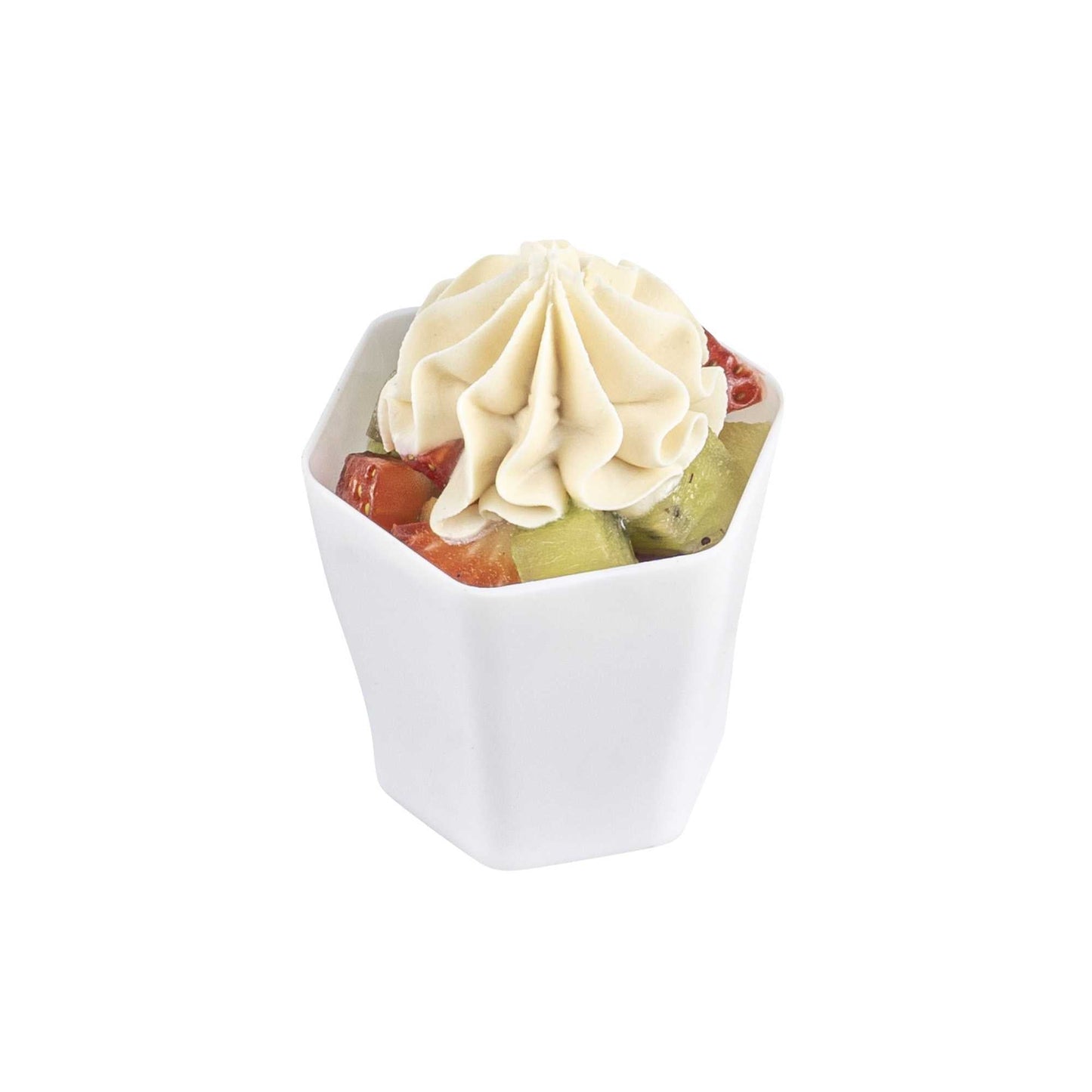 Mini Serve 2 oz Hexagon White Plastic Glass - 1 3/4" x 1 3/4" x 1 3/4" - 100 count box
