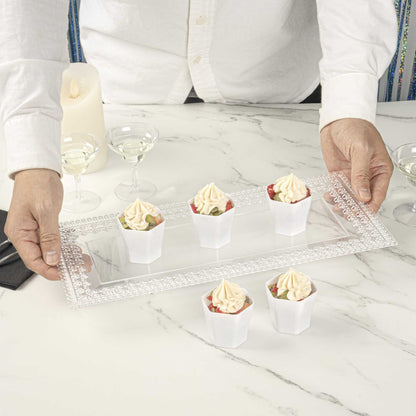 Mini Serve 2 oz Hexagon White Plastic Glass - 1 3/4" x 1 3/4" x 1 3/4" - 100 count box
