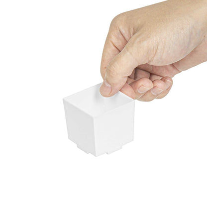 Mini Serve 3 oz Square White Plastic Quadrato Cup - 1 3/4" x 1 1/2" x 1 3/4" - 100 count box