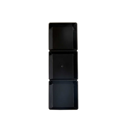 Mini Serve Rectangle Black Plastic Terzetto Mini Plate - 3 Compartments - 7 1/2" x 2 1/2" x 1/2" - 20 count box