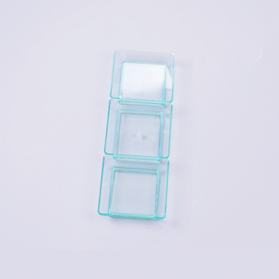 Mini Serve Rectangle Seagreen Plastic Terzetto Mini Plate - 3 Compartments - 7 1/2" x 2 1/2" x 1/2" - 100 count box