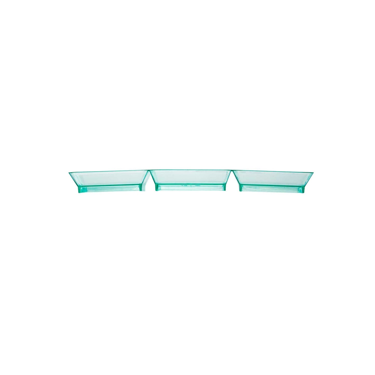 Mini Serve Rectangle Seagreen Plastic Terzetto Mini Plate - 3 Compartments - 7 1/2" x 2 1/2" x 1/2" - 100 count box