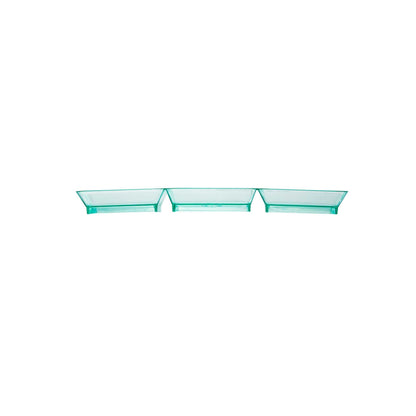 Mini Serve Rectangle Seagreen Plastic Terzetto Mini Plate - 3 Compartments - 7 1/2" x 2 1/2" x 1/2" - 100 count box