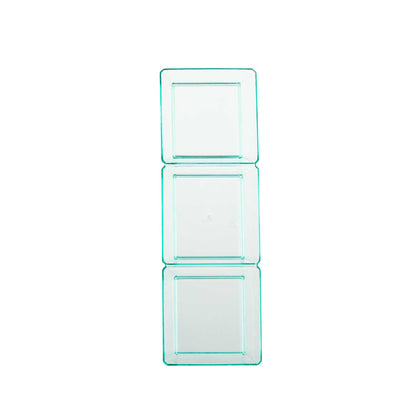 Mini Serve Rectangle Seagreen Plastic Terzetto Mini Plate - 3 Compartments - 7 1/2" x 2 1/2" x 1/2" - 100 count box