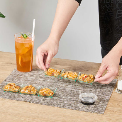Mini Serve Rectangle Seagreen Plastic Terzetto Mini Plate - 3 Compartments - 7 1/2" x 2 1/2" x 1/2" - 100 count box