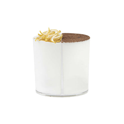 Mini Serve 4 oz Oval Clear Plastic Duet Tasting Cup - 2 Compartments - 2 1/2" x 1 3/4" x 2 1/2" - 100 count box