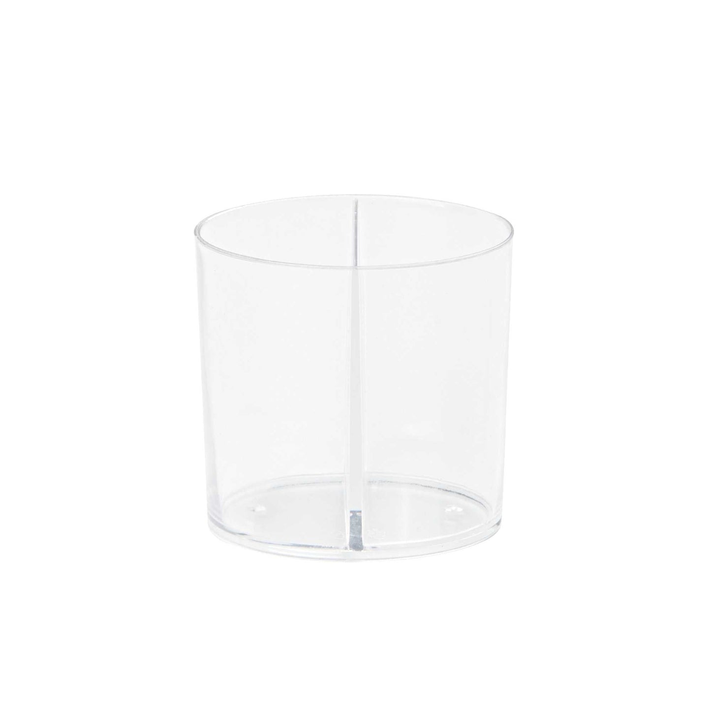 Mini Serve 4 oz Oval Clear Plastic Duet Tasting Cup - 2 Compartments - 2 1/2" x 1 3/4" x 2 1/2" - 100 count box