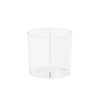 Mini Serve 4 oz Oval Clear Plastic Duet Tasting Cup - 2 Compartments - 2 1/2" x 1 3/4" x 2 1/2" - 100 count box
