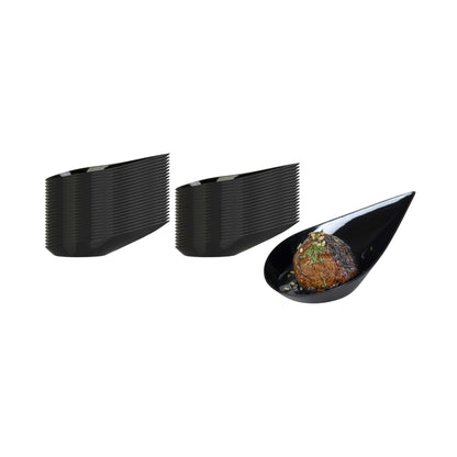 Mini Serve Teardrop Black Plastic Spoon - 4" x 2" x 1/2" - 100 count box