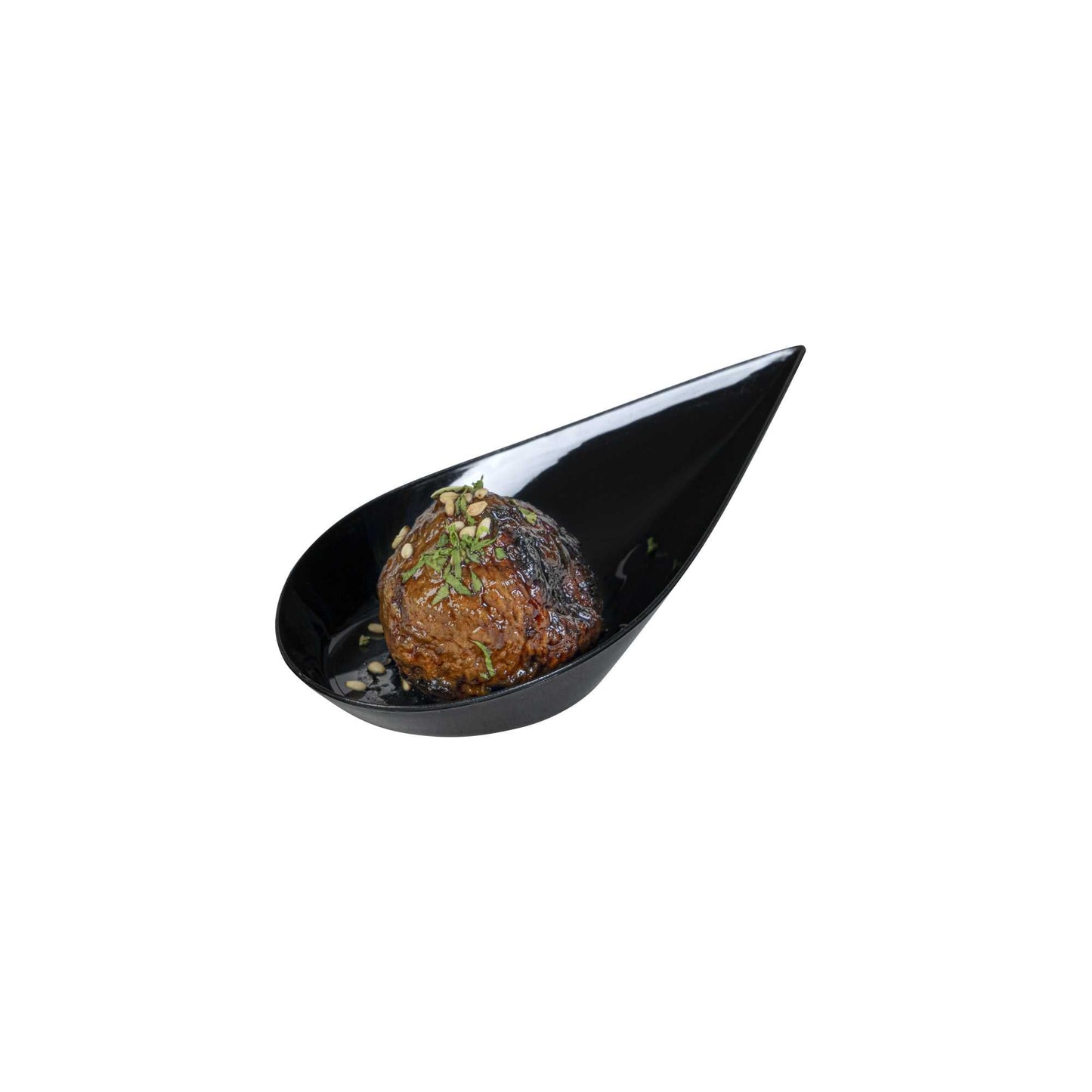Mini Serve Teardrop Black Plastic Spoon - 4" x 2" x 1/2" - 20 count box