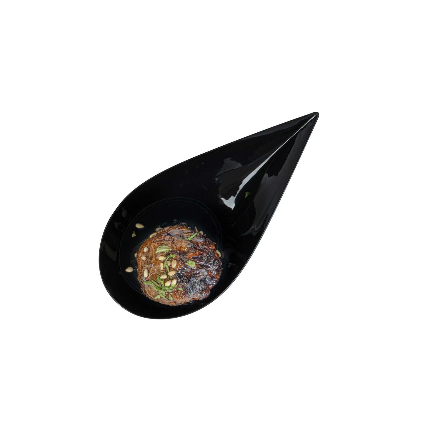 Mini Serve Teardrop Black Plastic Spoon - 4" x 2" x 1/2" - 20 count box