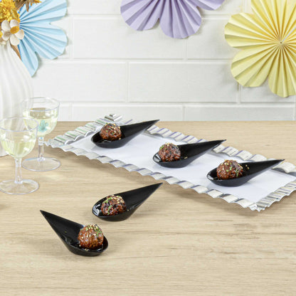 Mini Serve Teardrop Black Plastic Spoon - 4" x 2" x 1/2" - 100 count box