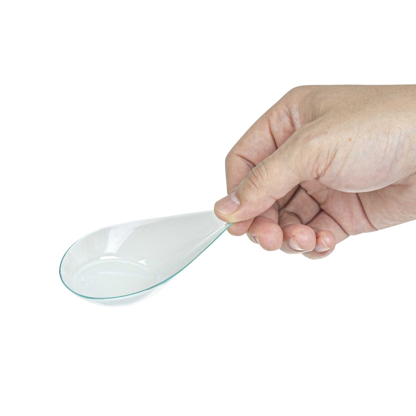 Mini Serve Teardrop Seagreen Plastic Spoon - 4" x 2" x 1/2" - 20 count box