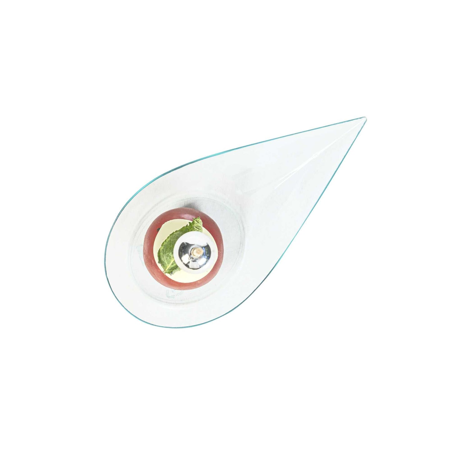 Mini Serve Teardrop Seagreen Plastic Spoon - 4" x 2" x 1/2" - 20 count box